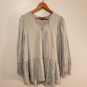 American Eagle Denim Ruffle Top size Medium